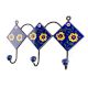 Navy Blue And Yellow Ceramic Floral Tiles Hook
